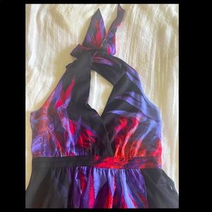 Bebe Gorgeous High Low one piece Halter Dress